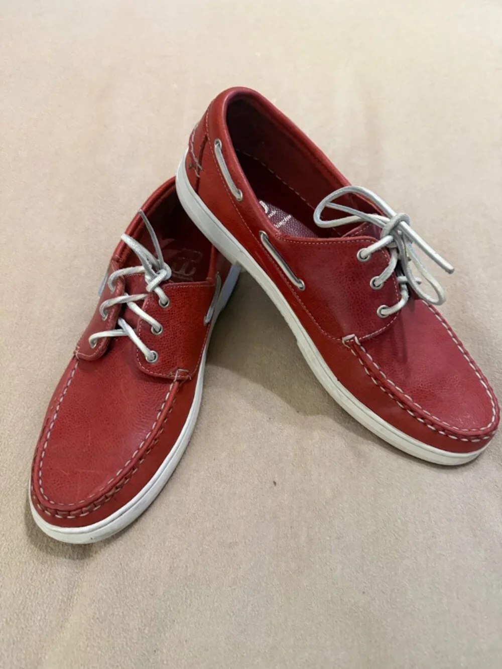 MENS RED ALLEN EDMONDS DECK SHOES SIZE 12 GREAT CONDITION